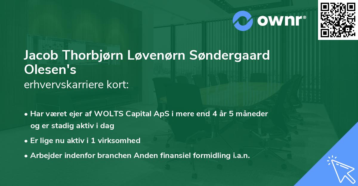 Jacob Thorbjørn Løvenørn Søndergaard Olesen's erhvervskarriere kort