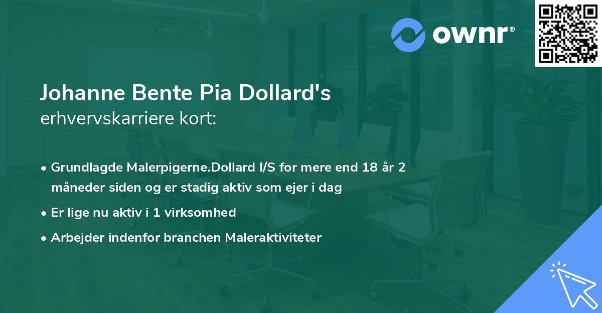 Johanne Bente Pia Dollard's erhvervskarriere kort