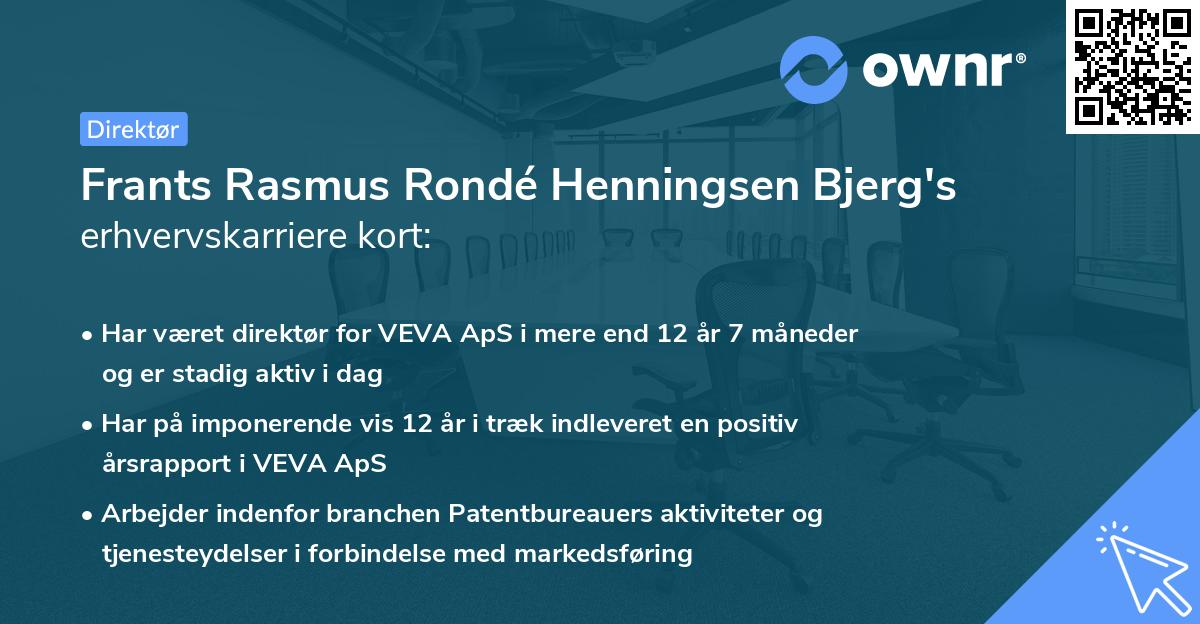 Frants Rasmus Rondé Henningsen Bjerg's erhvervskarriere kort