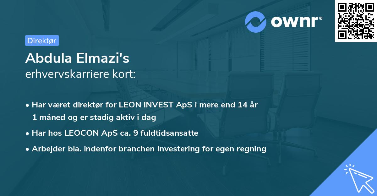 Abdula Elmazi's erhvervskarriere kort