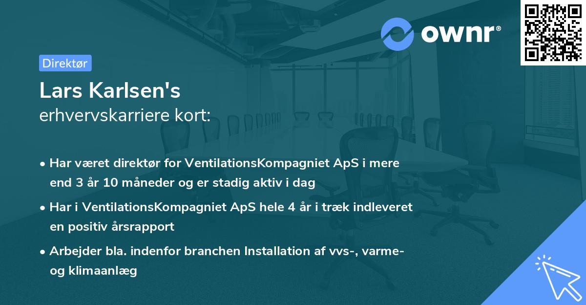 Lars Karlsen's erhvervskarriere kort