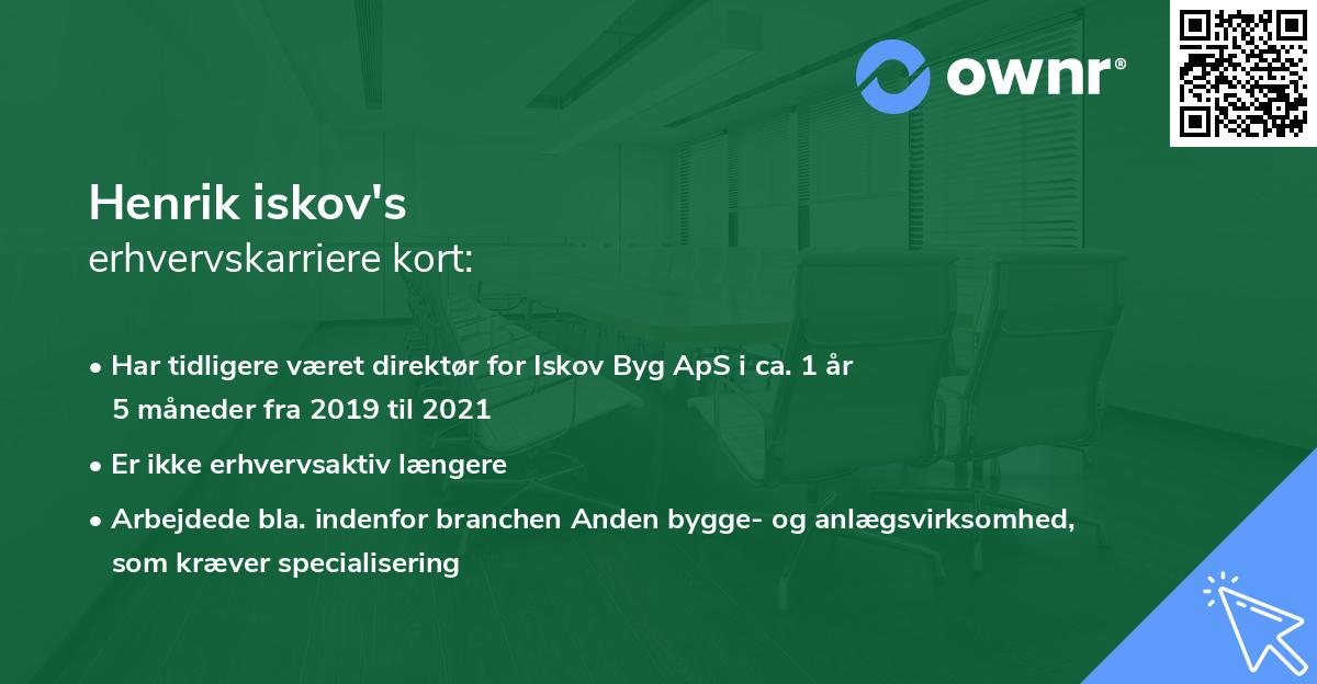 Henrik iskov's erhvervskarriere kort