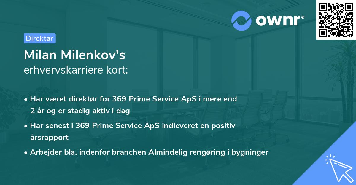 Milan Milenkov's erhvervskarriere kort