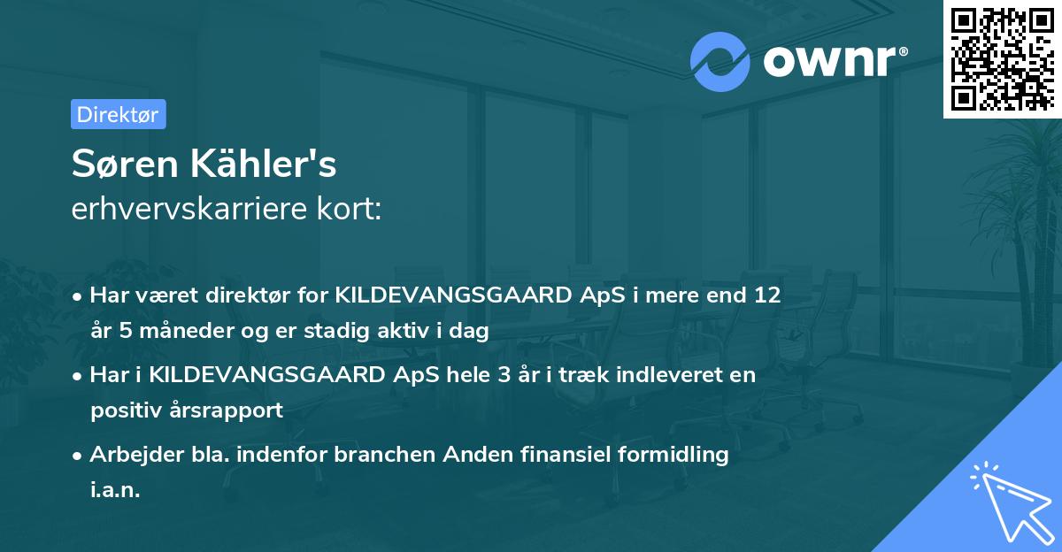 Søren Kähler's erhvervskarriere kort
