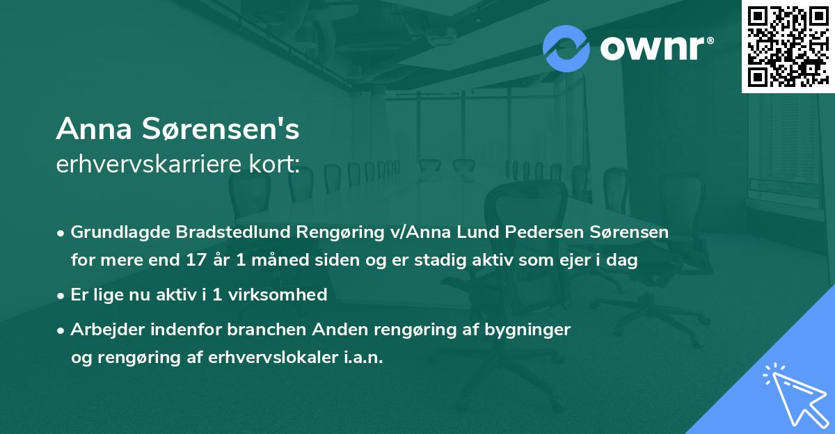 Anna Sørensen's erhvervskarriere kort