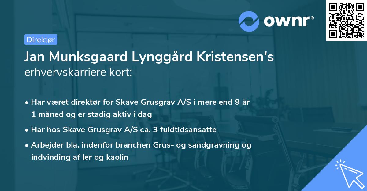 Jan Munksgaard Lynggård Kristensen's erhvervskarriere kort