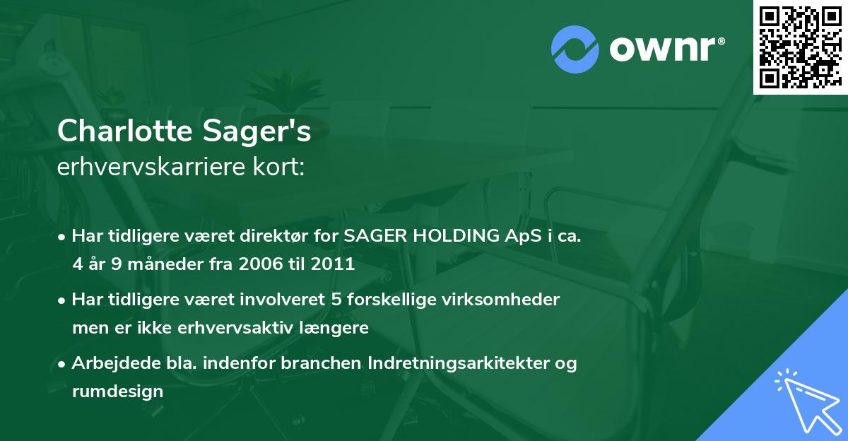 Charlotte Sager's erhvervskarriere kort