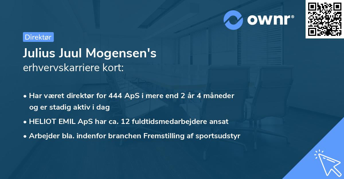Julius Juul Mogensen's erhvervskarriere kort