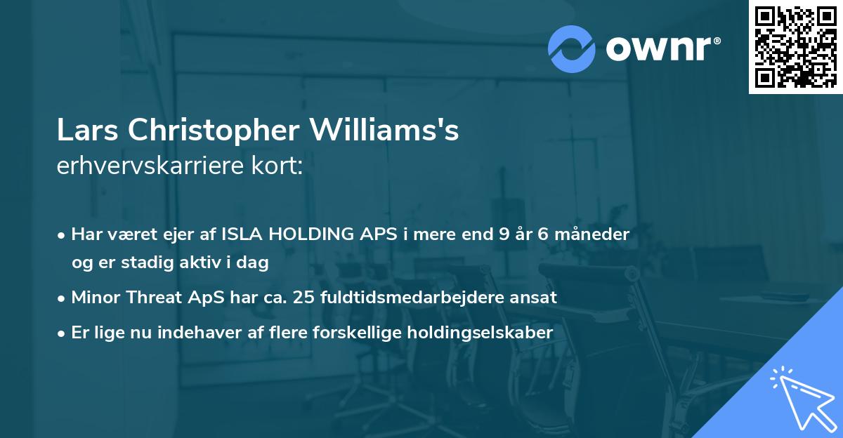 Lars Christopher Williams's erhvervskarriere kort