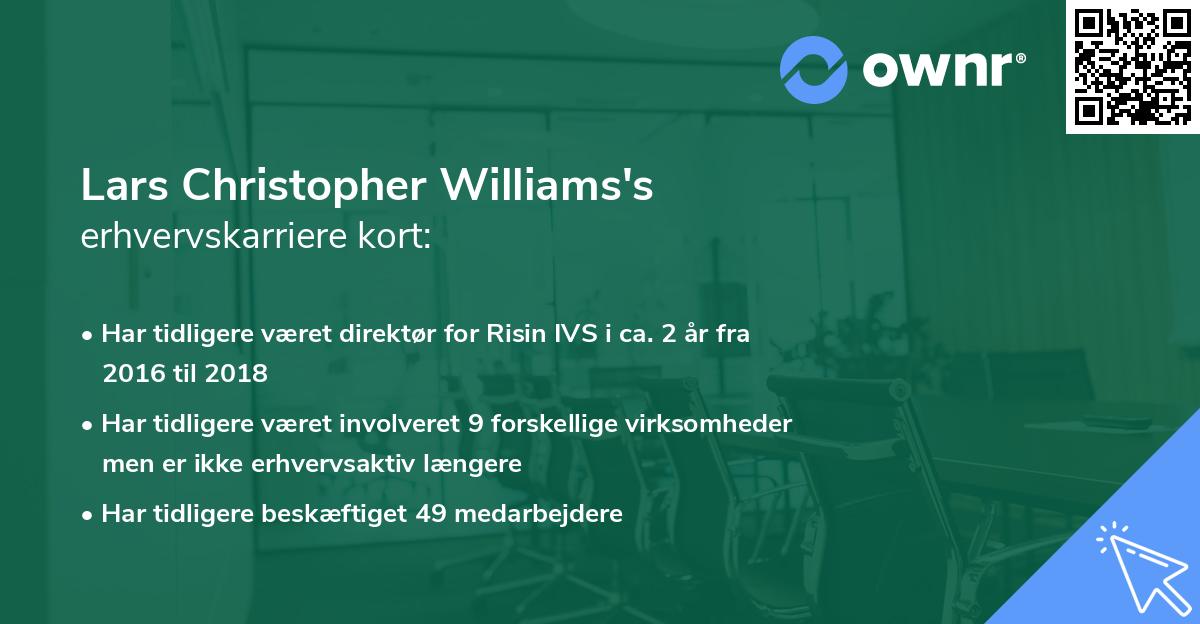 Lars Christopher Williams's erhvervskarriere kort