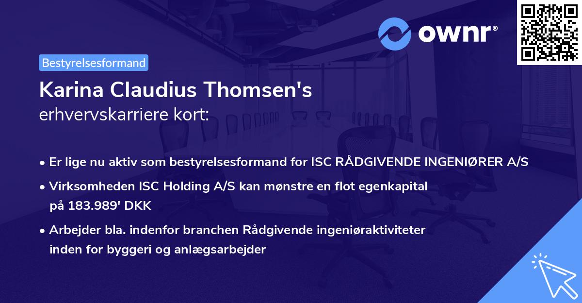 Karina Claudius Thomsen's erhvervskarriere kort