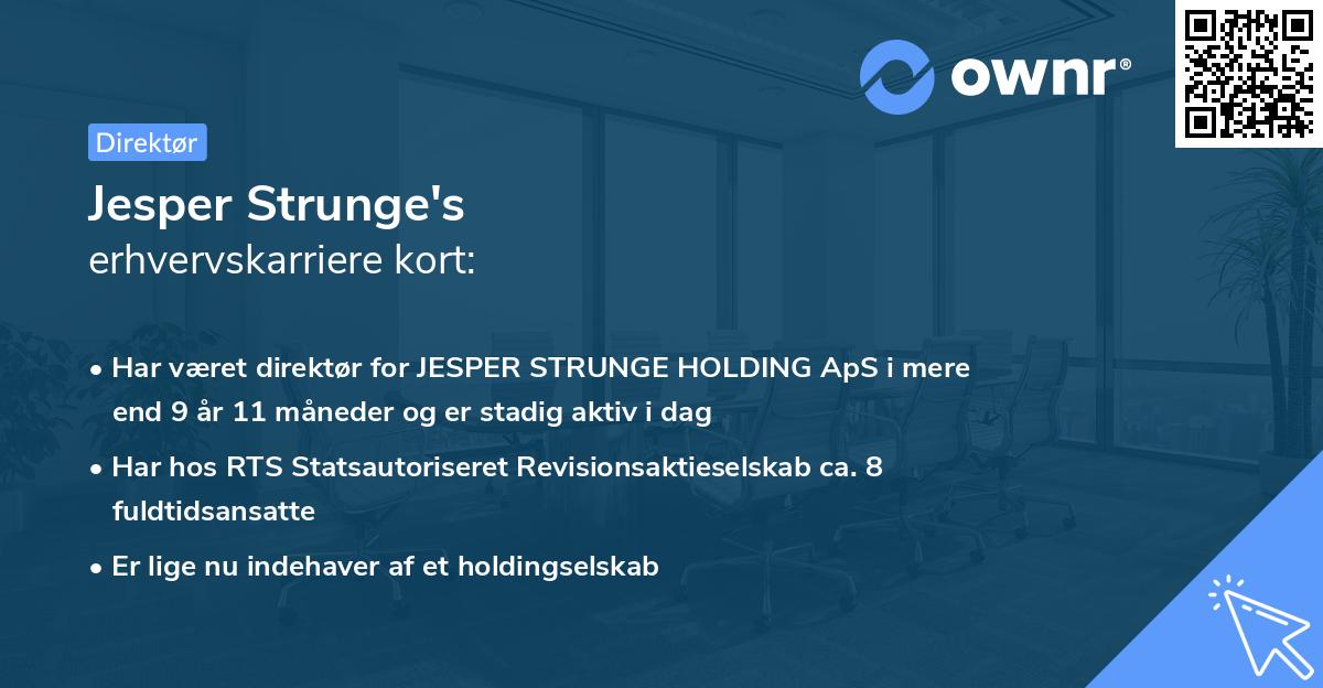 Jesper Strunge's erhvervskarriere kort