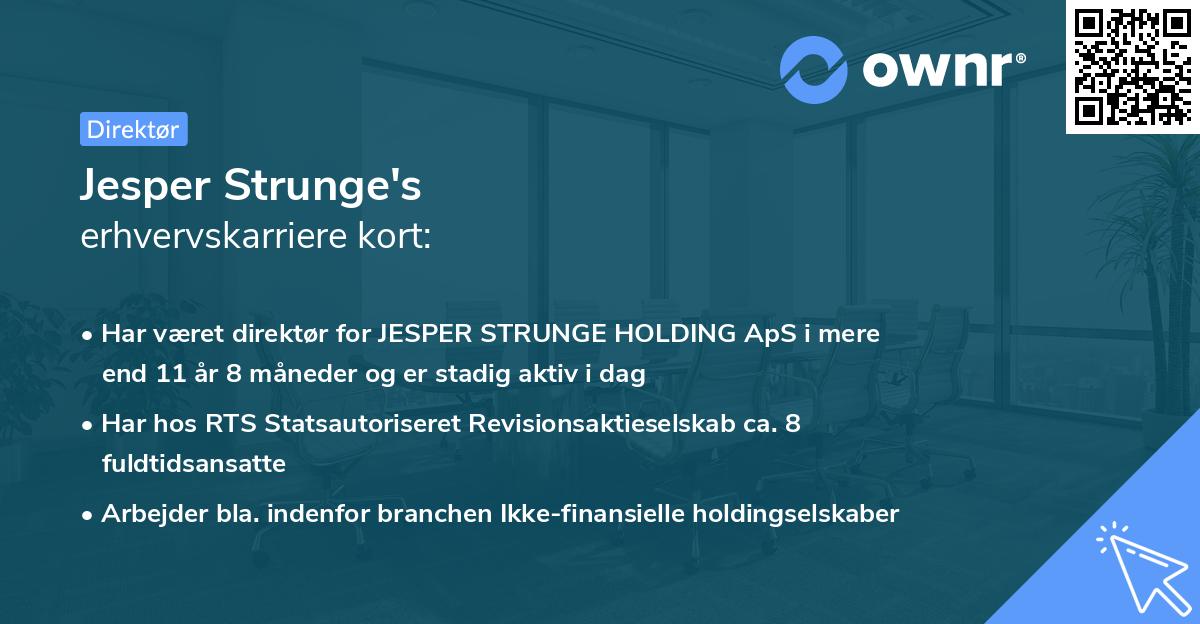 Jesper Strunge's erhvervskarriere kort