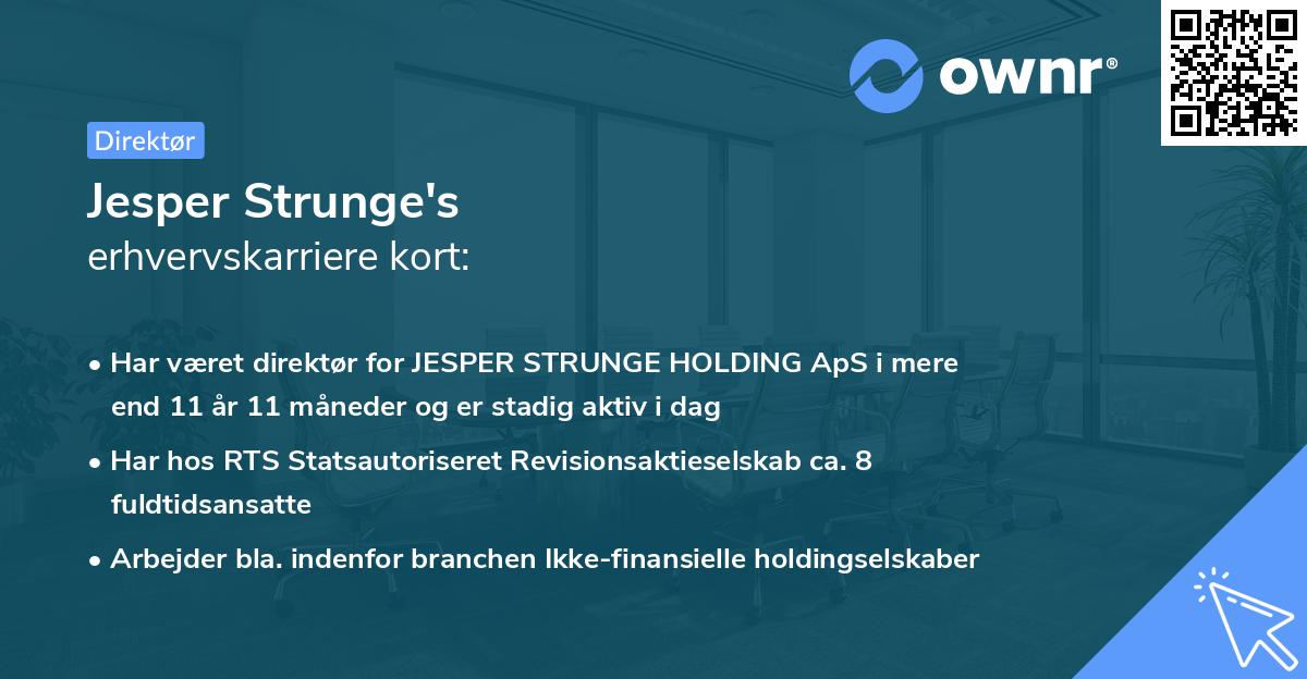Jesper Strunge's erhvervskarriere kort