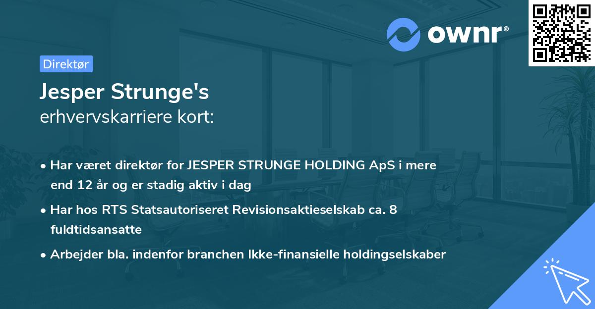 Jesper Strunge's erhvervskarriere kort