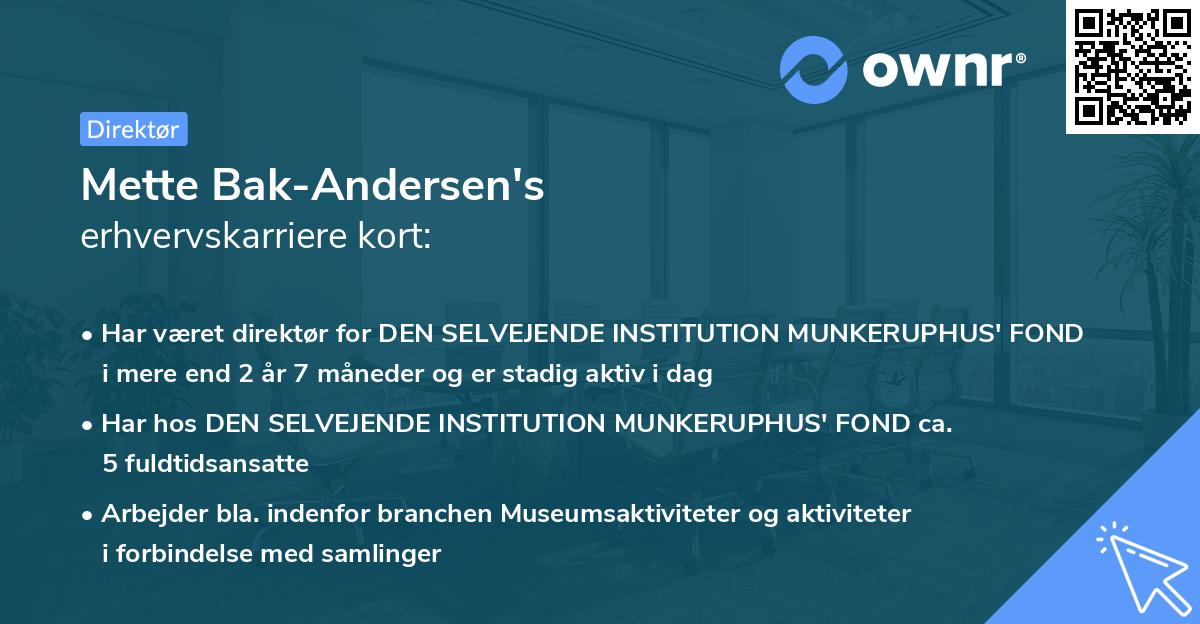 Mette Bak-Andersen's erhvervskarriere kort