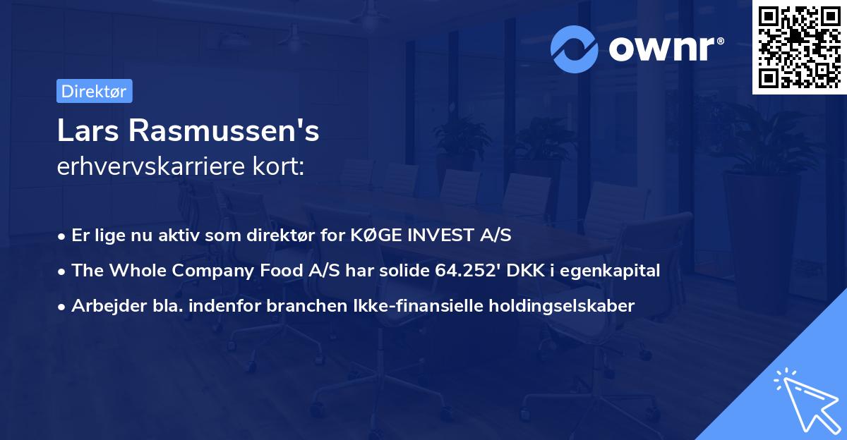 Lars Rasmussen's erhvervskarriere kort