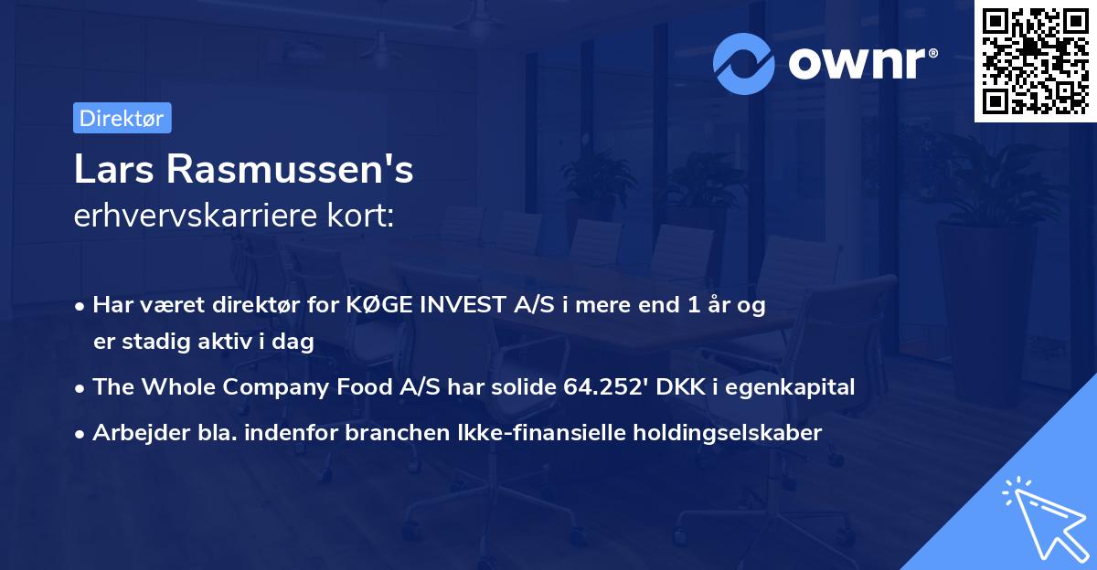 Lars Rasmussen's erhvervskarriere kort