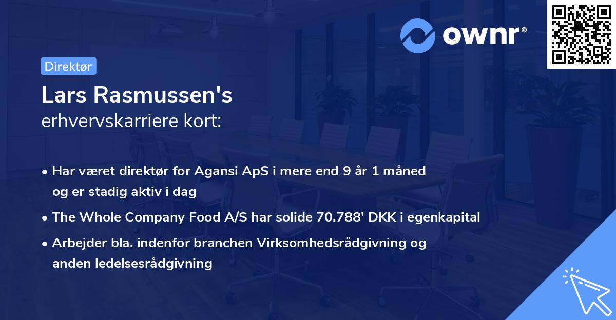 Lars Rasmussen's erhvervskarriere kort