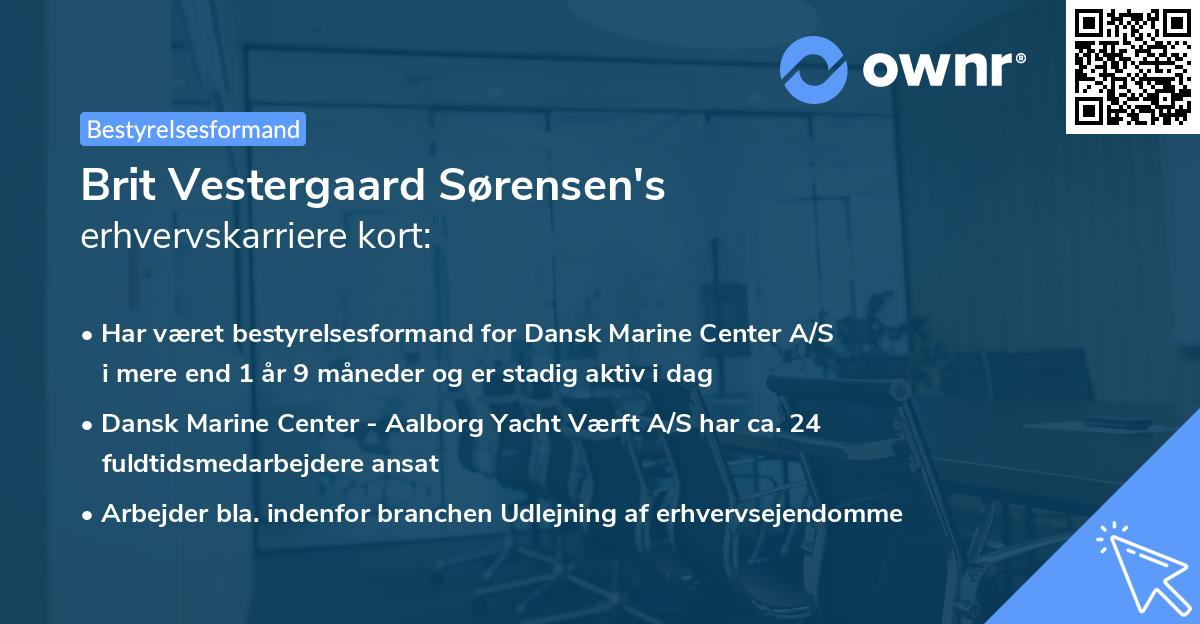 Brit Vestergaard Sørensen's erhvervskarriere kort