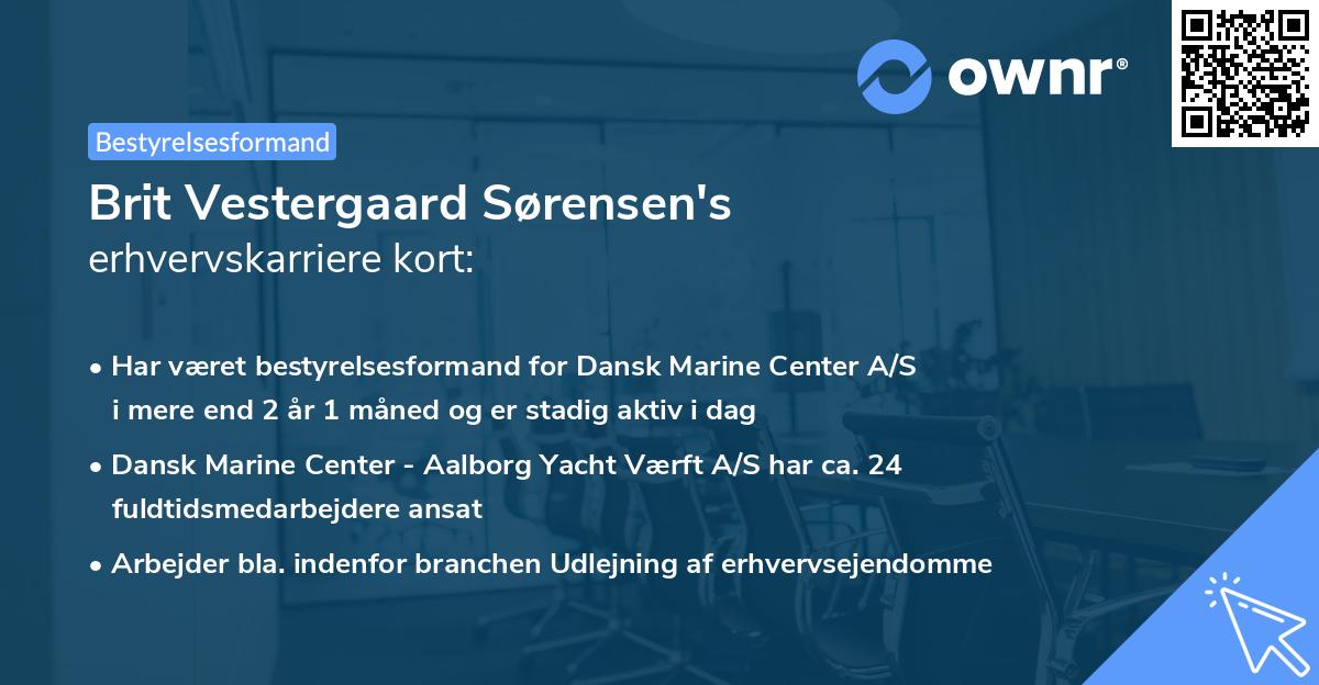 Brit Vestergaard Sørensen's erhvervskarriere kort