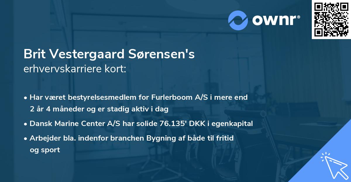 Brit Vestergaard Sørensen's erhvervskarriere kort