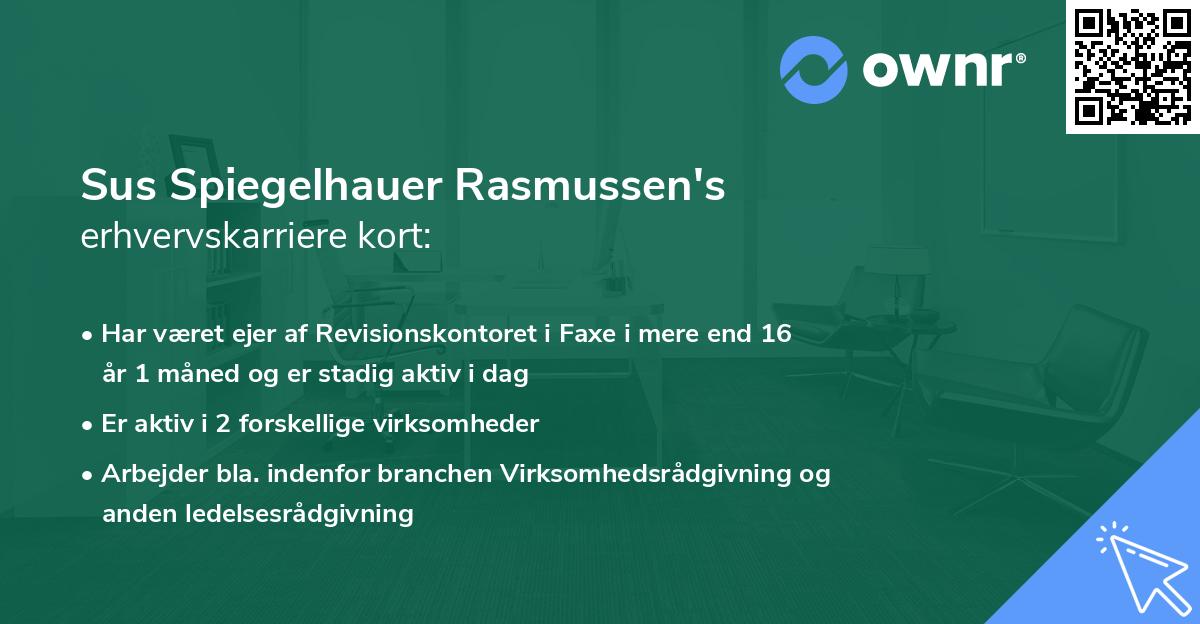 Sus Spiegelhauer Rasmussen's erhvervskarriere kort