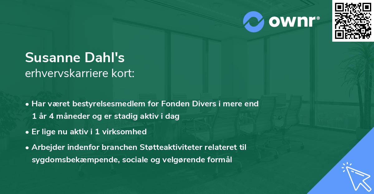 Susanne Dahl's erhvervskarriere kort