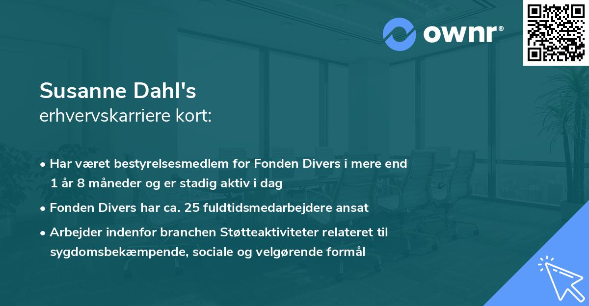 Susanne Dahl's erhvervskarriere kort