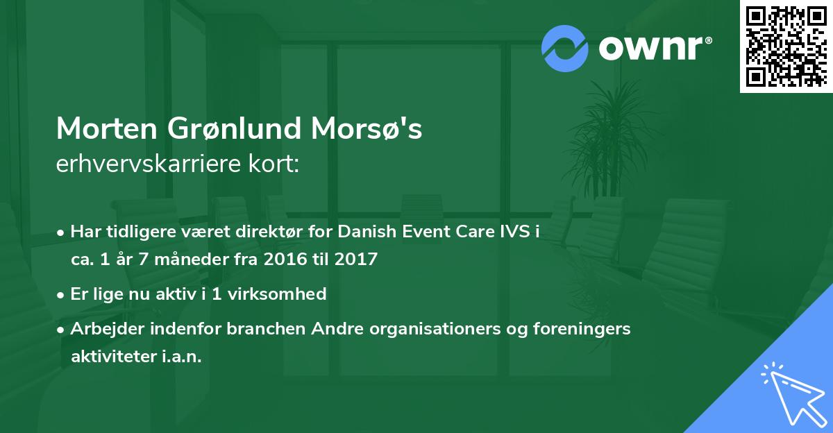Morten Grønlund Morsø's erhvervskarriere kort