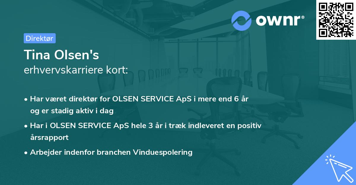 Tina Olsen's erhvervskarriere kort