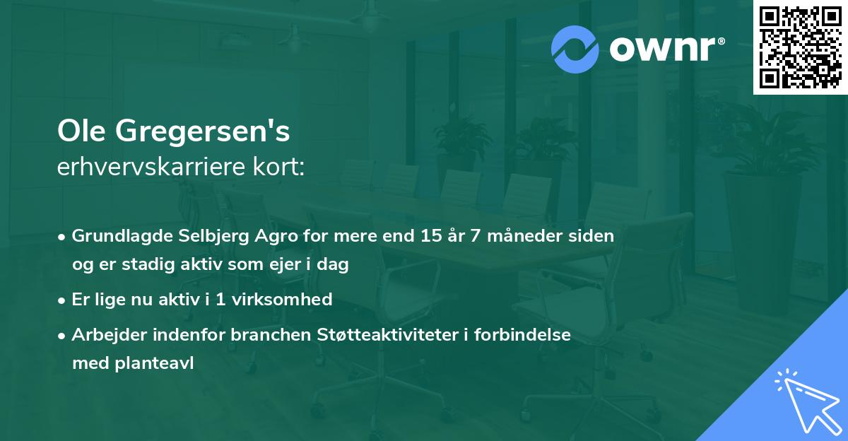 Ole Gregersen's erhvervskarriere kort