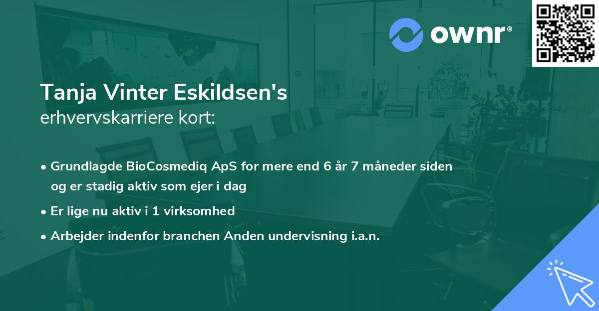 Tanja Vinter Eskildsen's erhvervskarriere kort