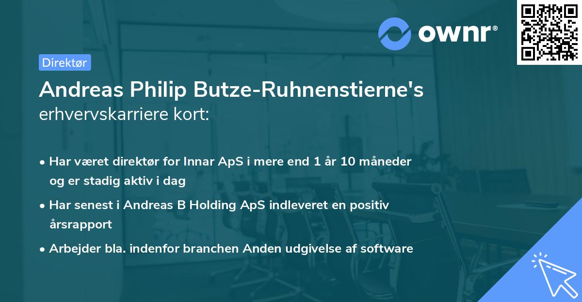 Andreas Philip Butze-Ruhnenstierne's erhvervskarriere kort