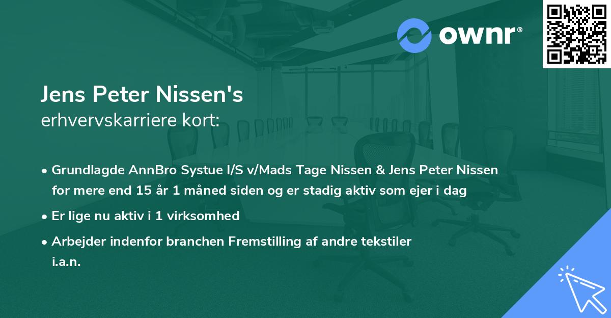 Jens Peter Nissen's erhvervskarriere kort
