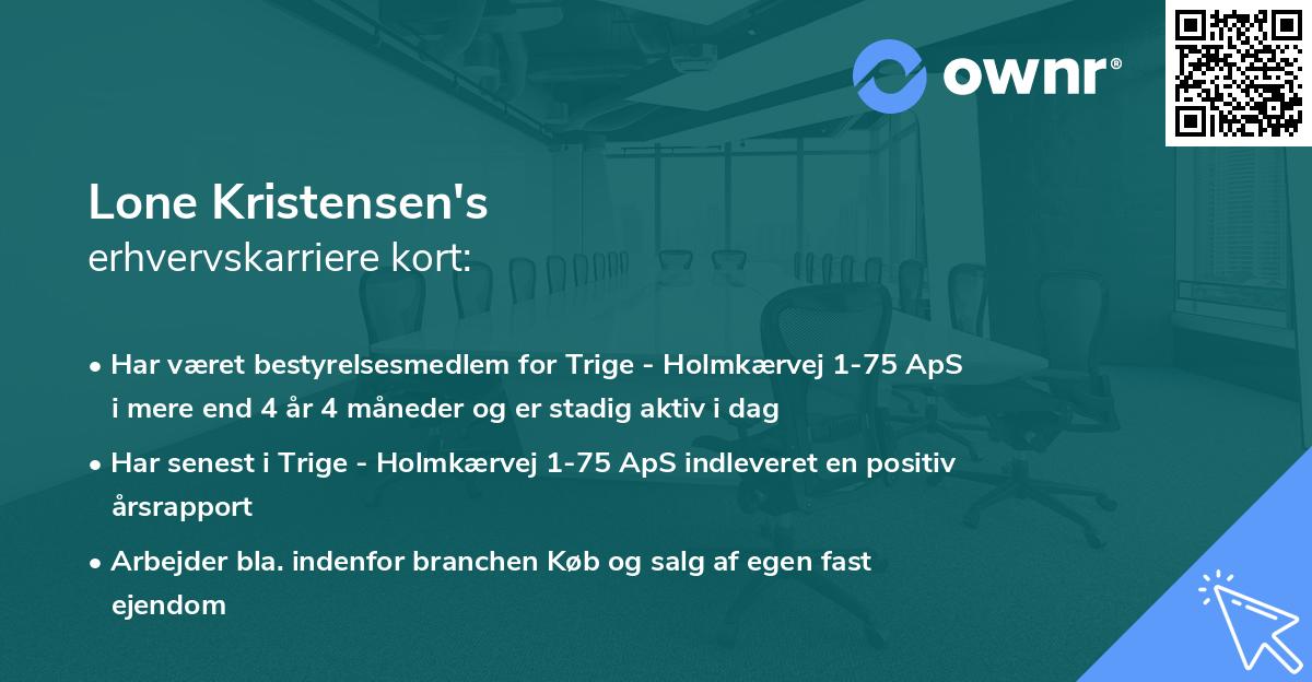 Lone Kristensen's erhvervskarriere kort