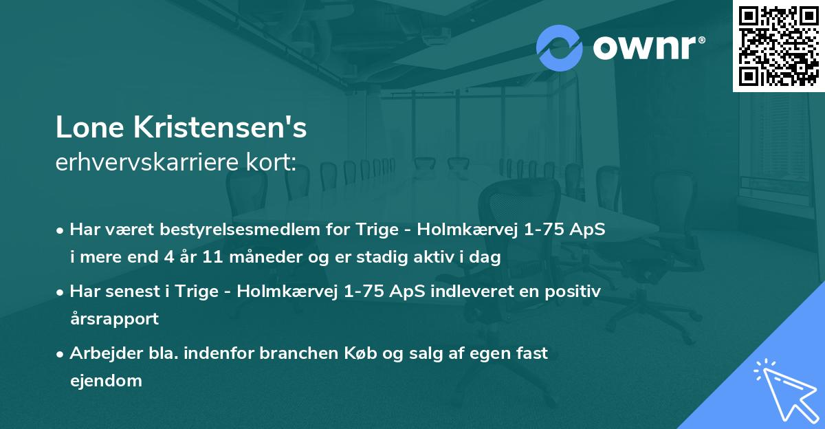 Lone Kristensen's erhvervskarriere kort