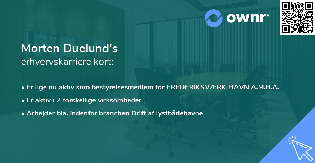Morten Duelund's erhvervskarriere kort