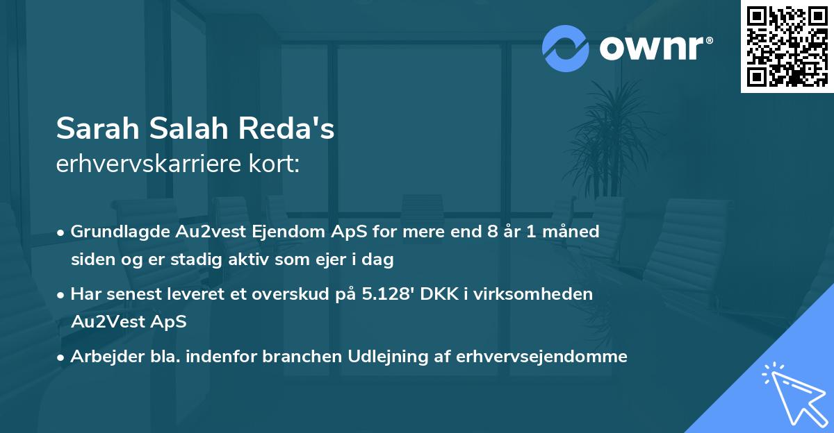 Sarah Salah Reda's erhvervskarriere kort