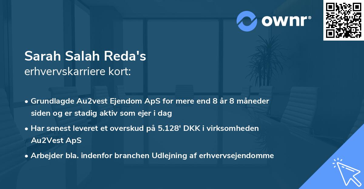 Sarah Salah Reda's erhvervskarriere kort