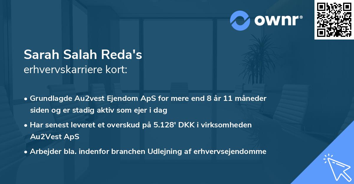 Sarah Salah Reda's erhvervskarriere kort
