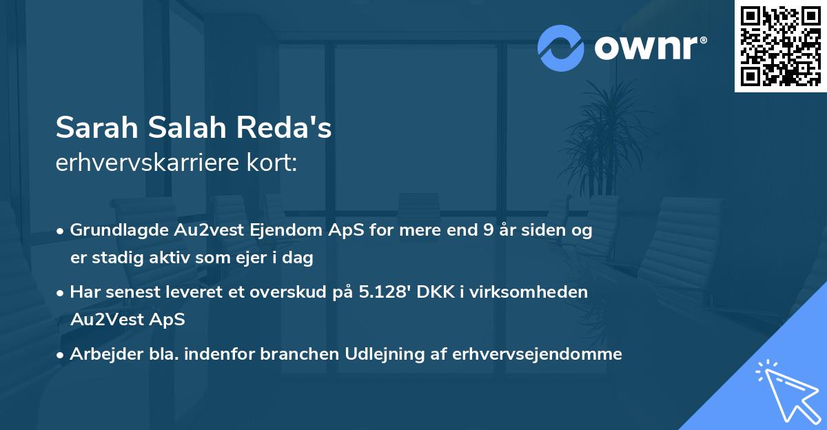Sarah Salah Reda's erhvervskarriere kort