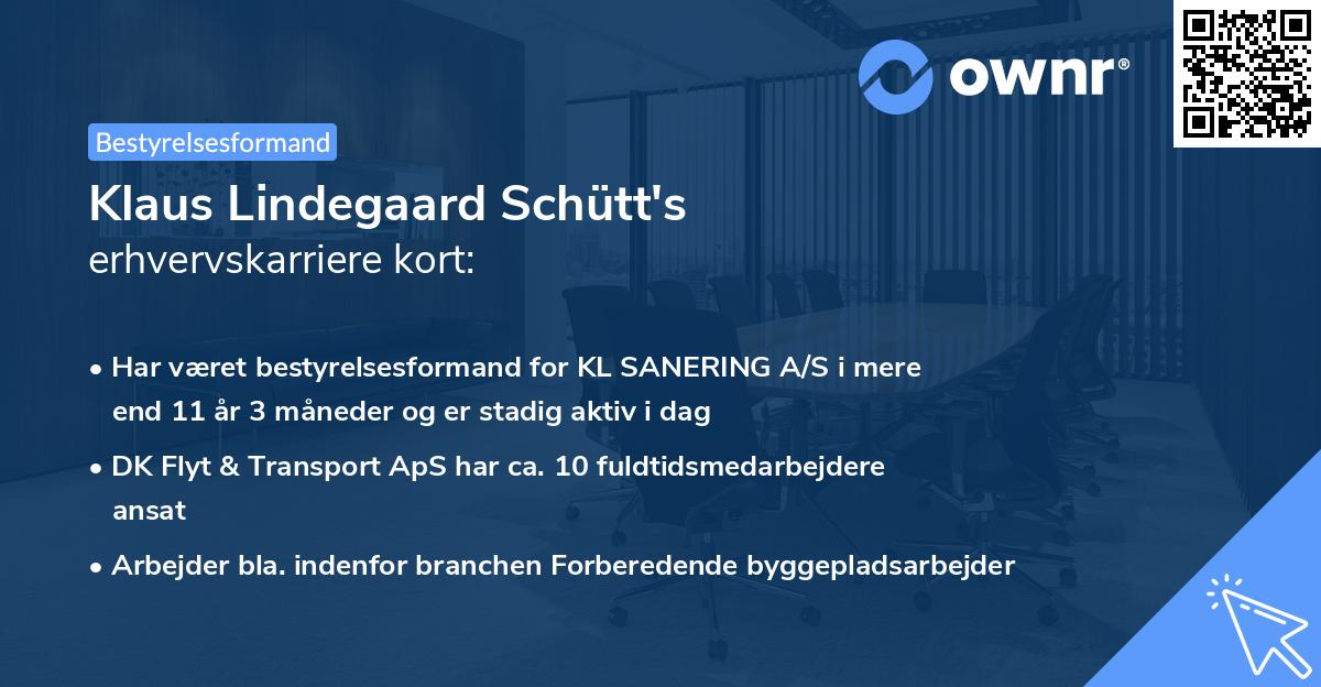 Klaus Lindegaard Schütt's erhvervskarriere kort