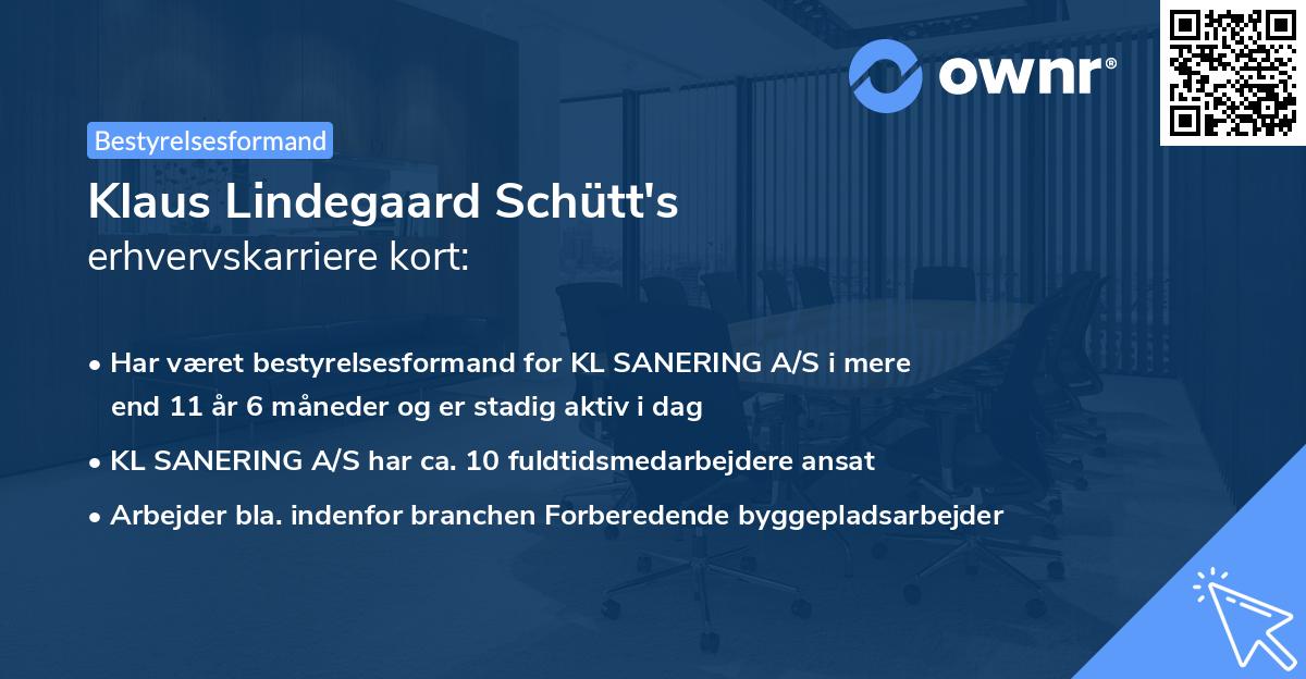 Klaus Lindegaard Schütt's erhvervskarriere kort