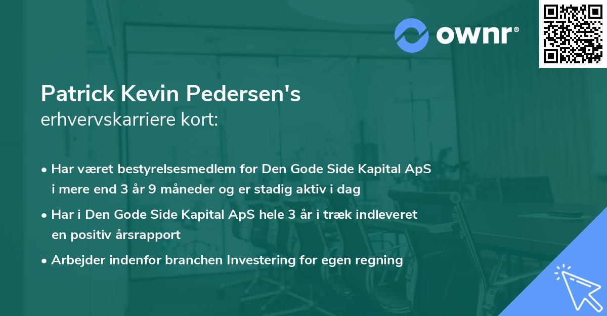 Patrick Kevin Pedersen's erhvervskarriere kort
