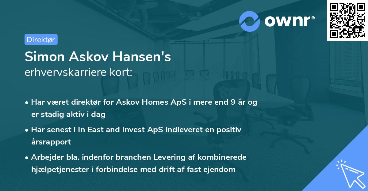Simon Askov Hansen's erhvervskarriere kort