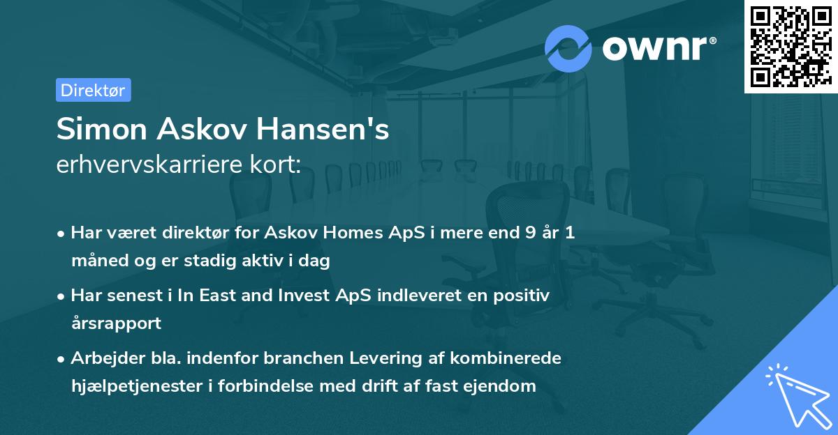 Simon Askov Hansen's erhvervskarriere kort