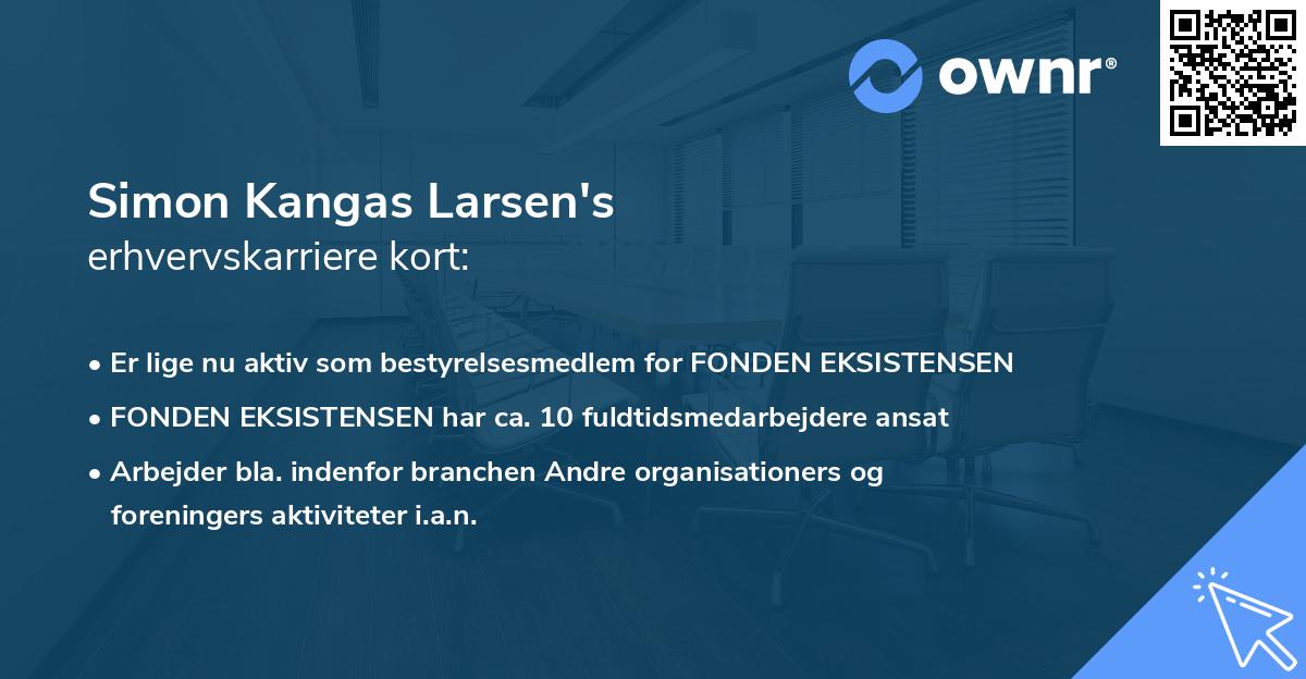 Simon Kangas Larsen's erhvervskarriere kort