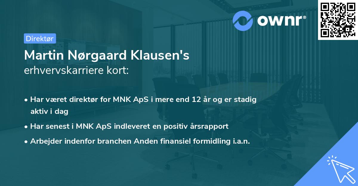 Martin Nørgaard Klausen's erhvervskarriere kort
