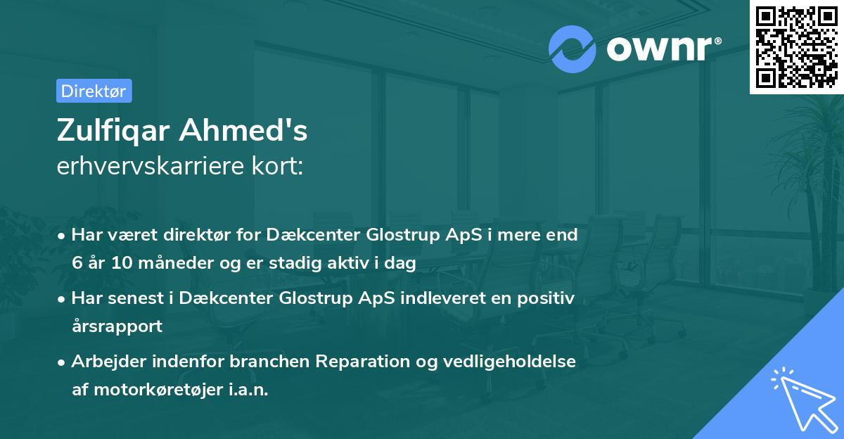 Zulfiqar Ahmed's erhvervskarriere kort